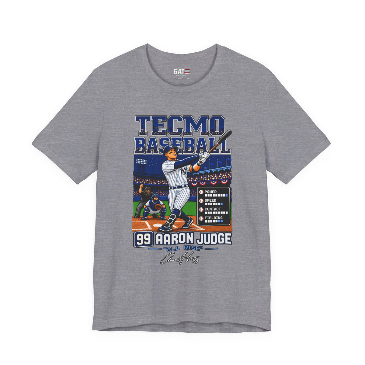 New York Yankees – Aaron Judge – Tecmo Baseball Tee — Retro Video Game Baseball T-Shirt