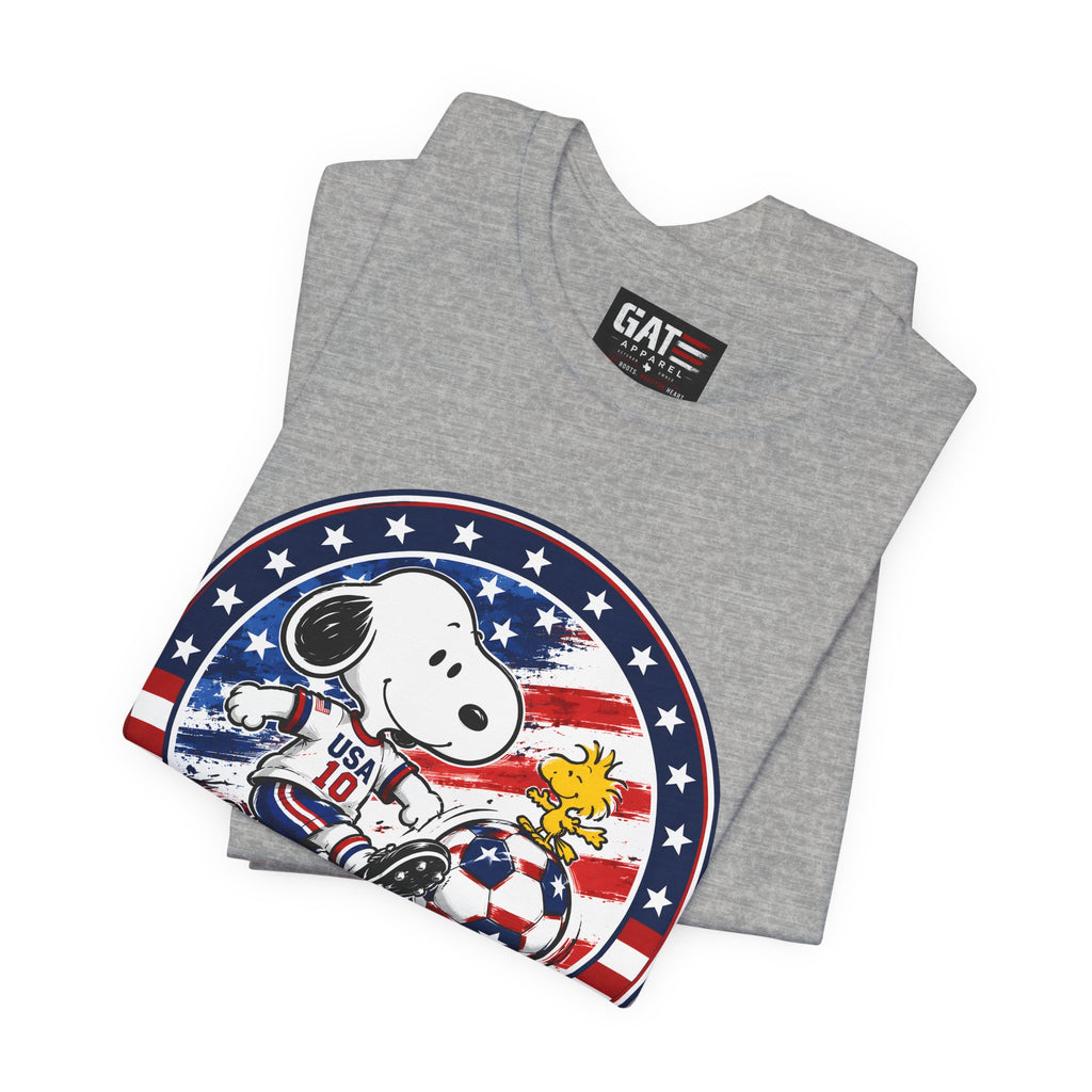 USA Soccer Snoopy Shirt  Patriotic USA Soccer Tee American Flag Design, World Cup, Soccer Fan