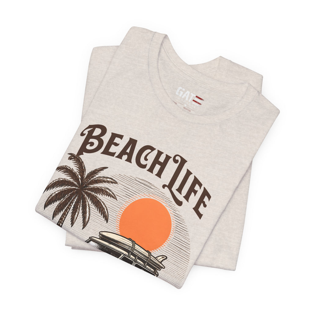 Beach Life Shirt, Retro VW Bus T Shirt, Vintage Camper Van Tee, Coastal Vacation Shirt, Summer Beach Graphic Tee, Surf Style Shirt, Van Life