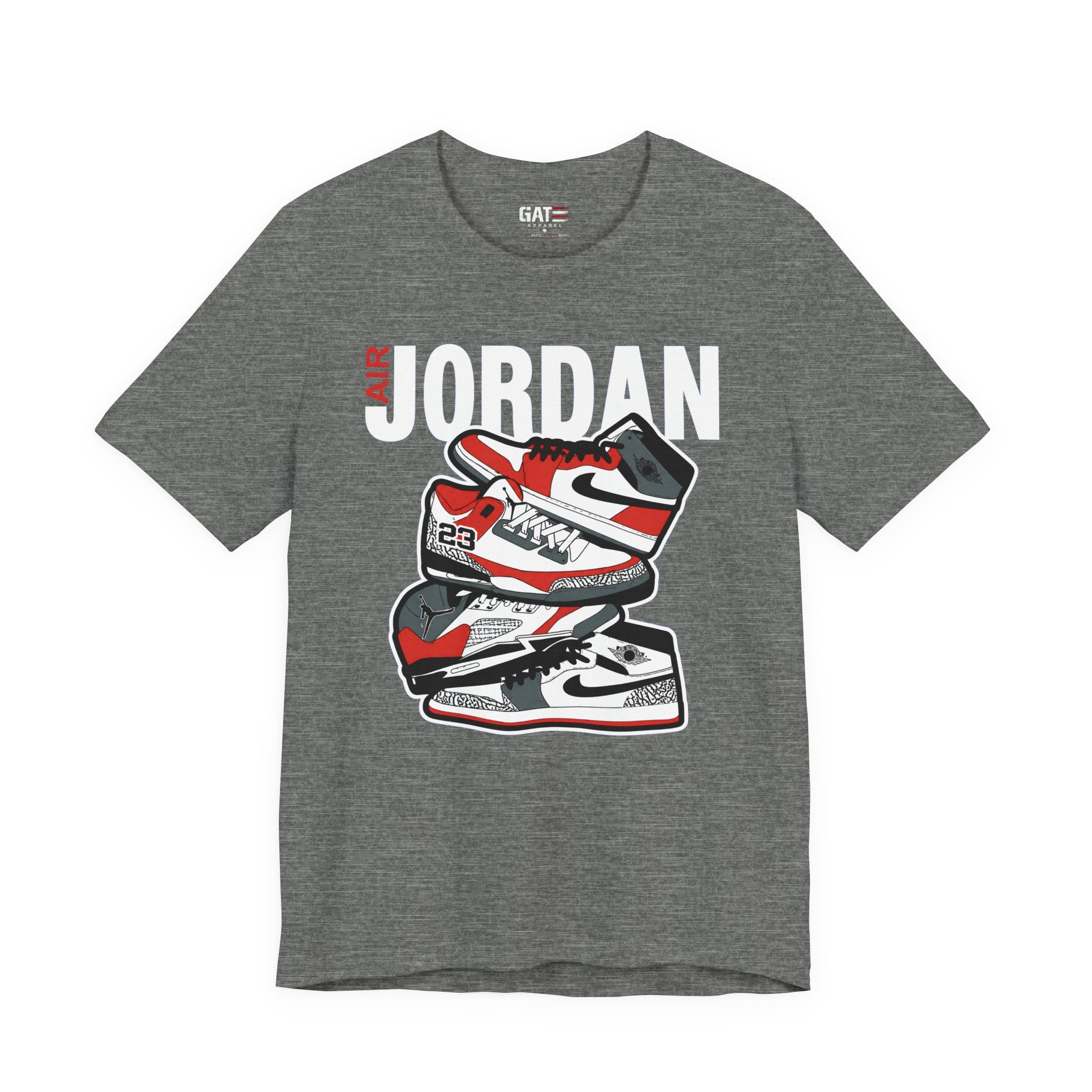 Jordan Sneaker Stack Tee — Retro Air Shoe Graphic T-Shirt