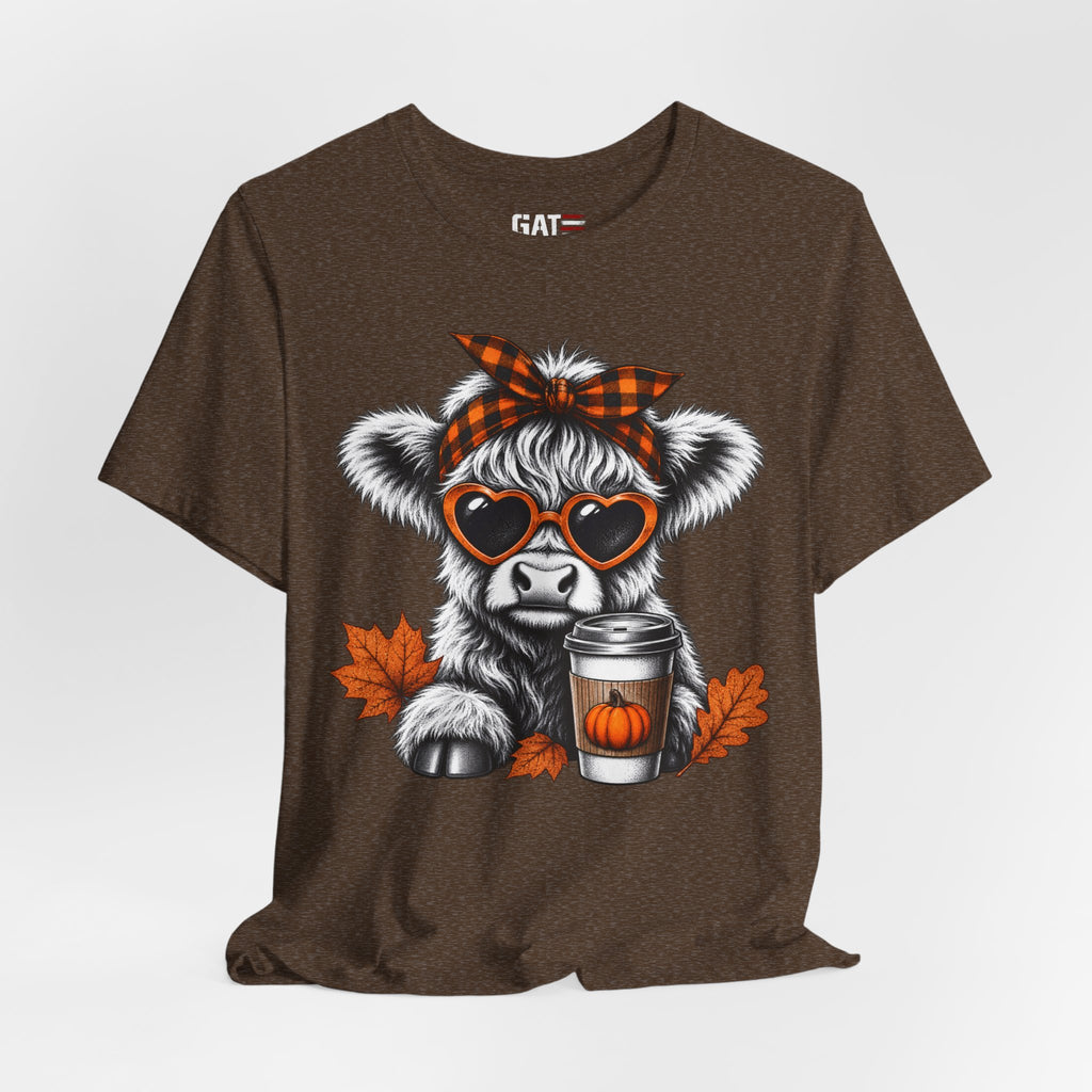 Cute calf fall graphic shirt mockup