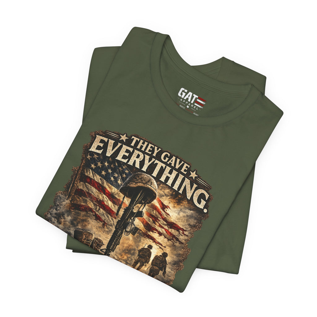 They Gave Everything Memorial T-Shirt — "Some Memories Never Come Home" Patriotic Veteran Tribute Tee