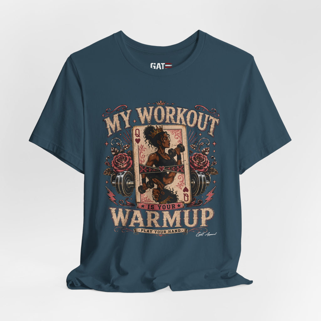 My Workout Is Your Warmup Shirt, Retro Gym Shirt for Women, Queen of Hearts Fitness Tee, Weightlifting Gift