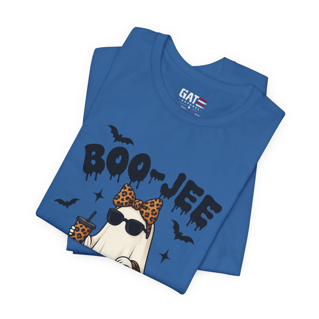 Boo-Jee Leopard Ghost Tee — Cute Halloween Graphic T-Shirt