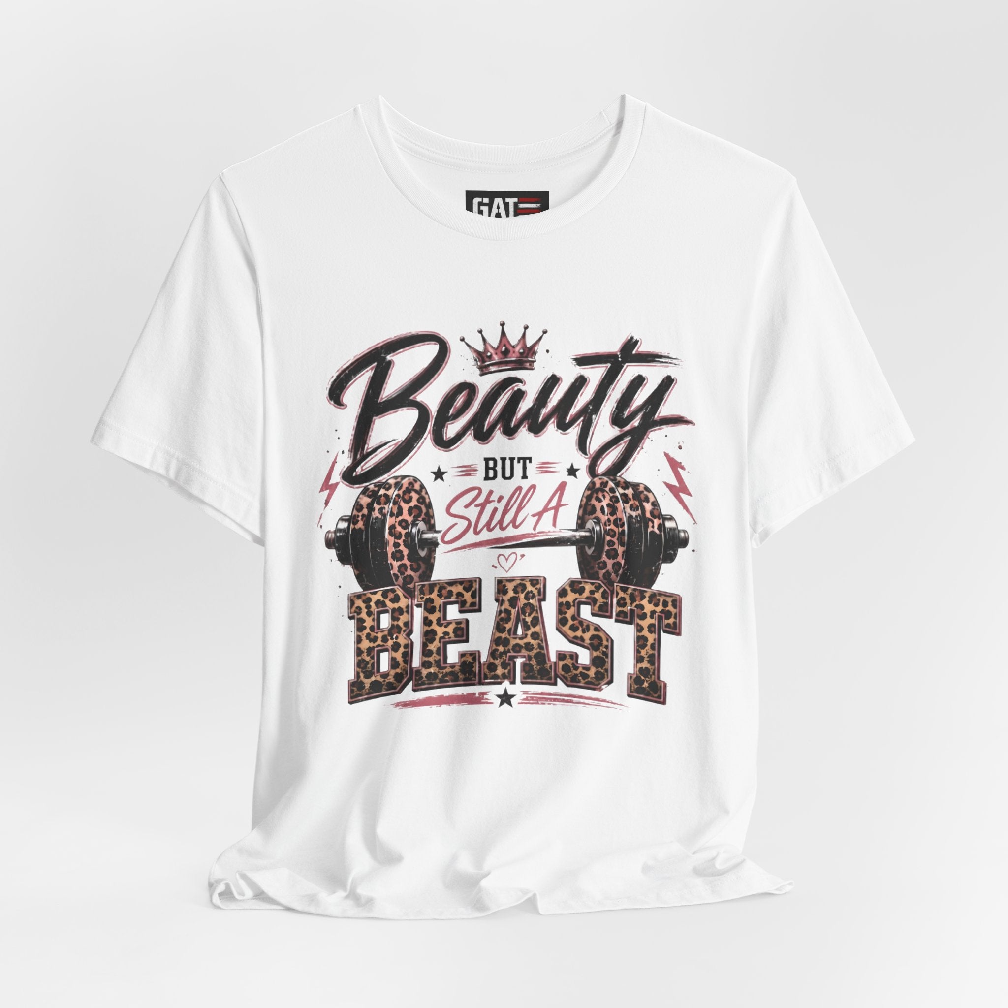Beauty But Still A Beast Shirt, Women's Gym Shirt, Leopard Print Workout Tee, Fitness Shirt for Her