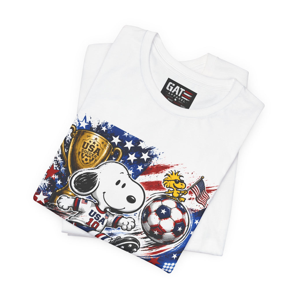 Snoopy USA Soccer Tee | Patriotic Soccer Graphic T-Shirt