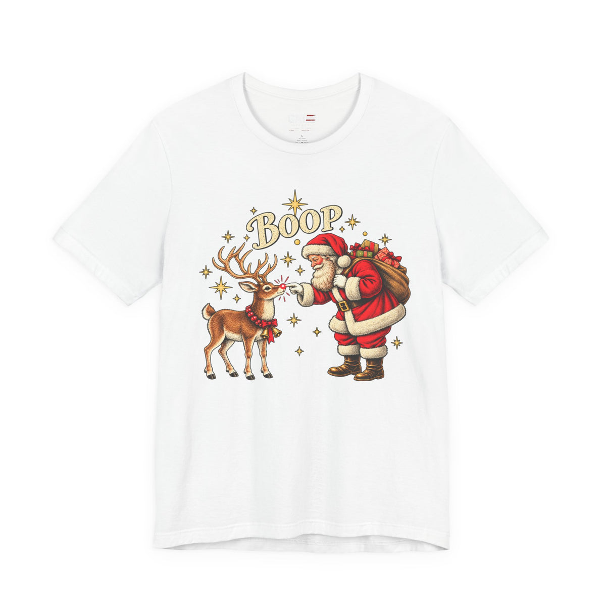 Santa and Reindeer Boop Christmas Graphic T-Shirt - product image 4