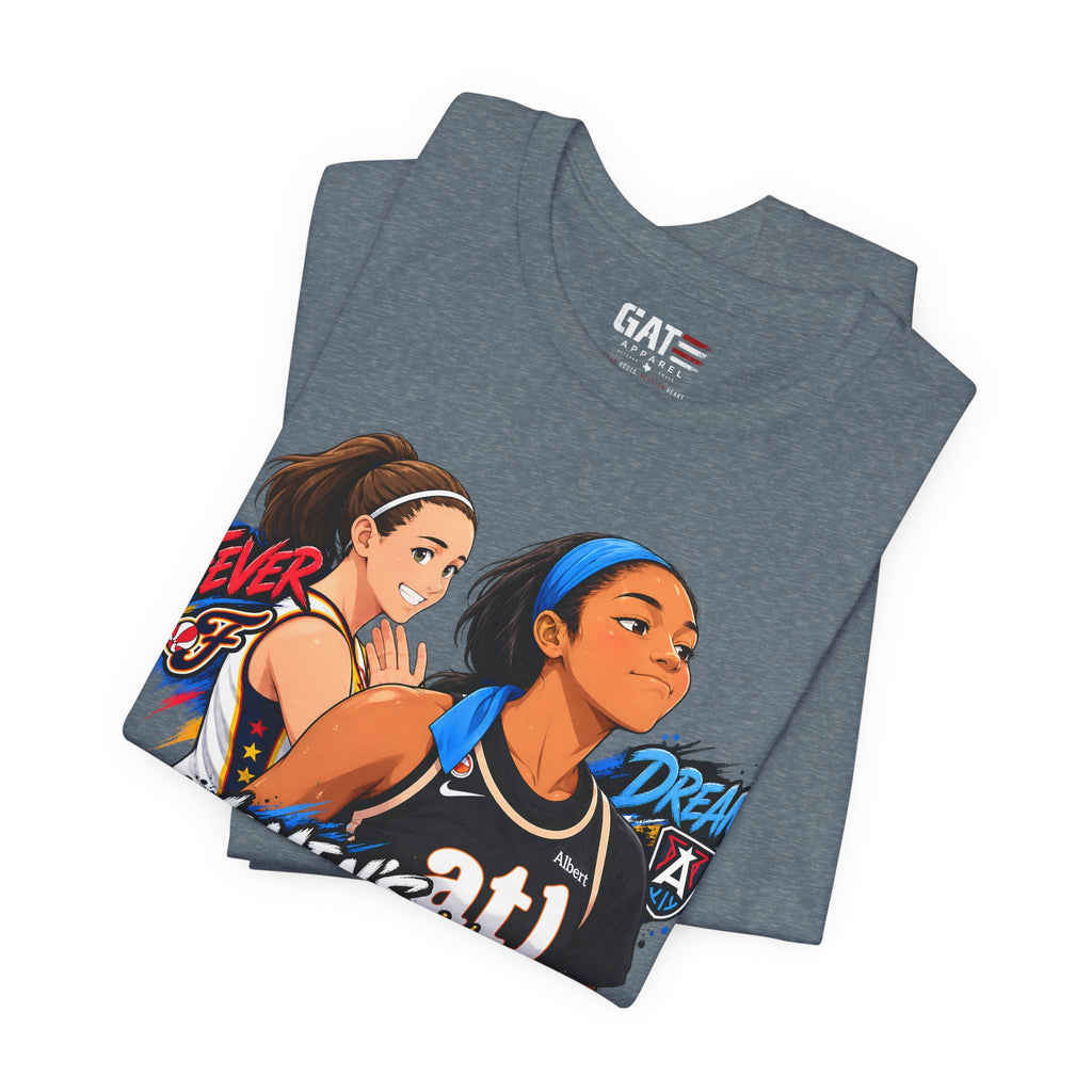 Caitlin Clark Angel Reese Shirt WNBA Basketball Rivalry Fever Sky Graphic Tee