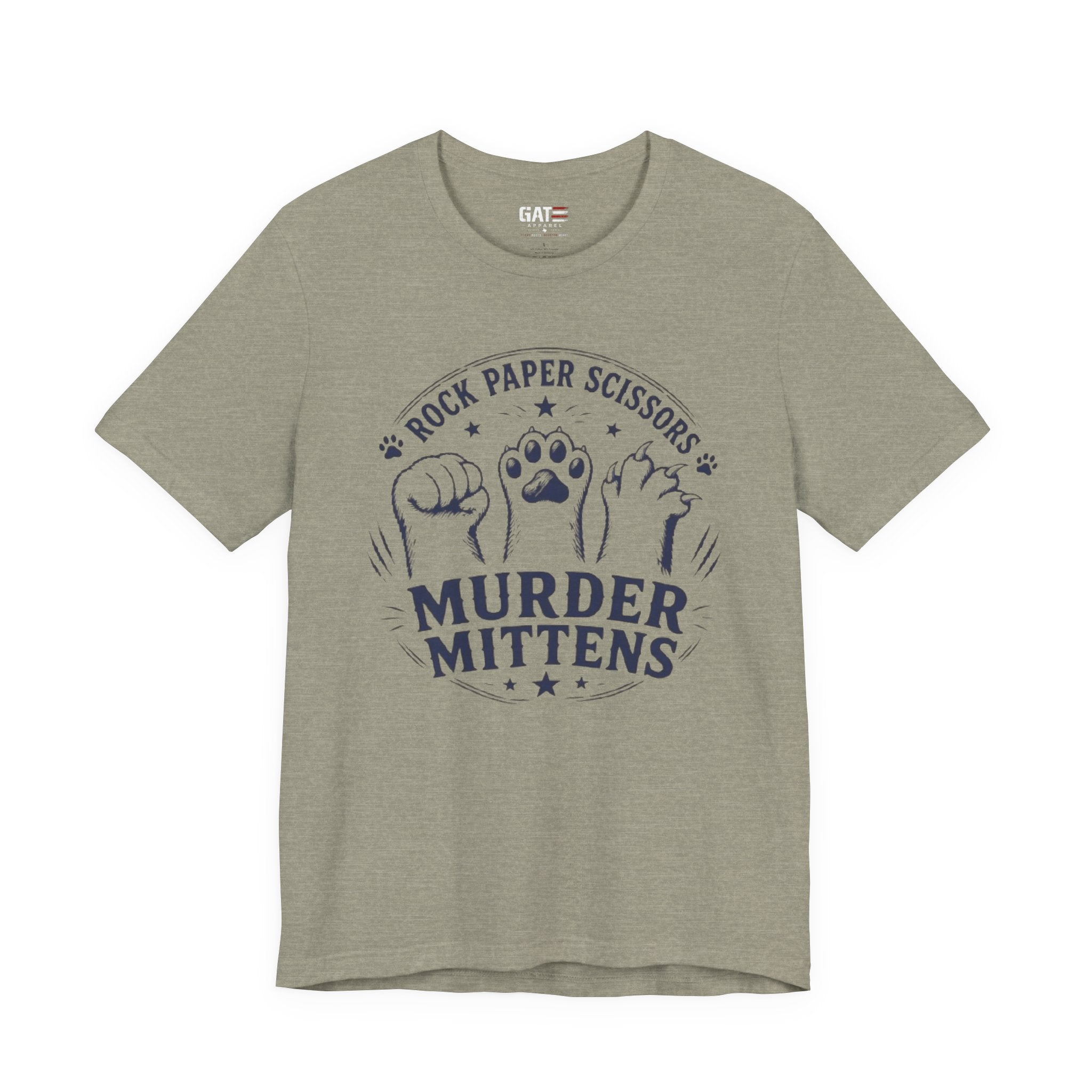 Rock Paper Scissors Murder Mittens Shirt, Funny Cat Lover Tee, Cat Paw Graphic T-Shirt, Cute Cat Mom Gift, Murder Mittens