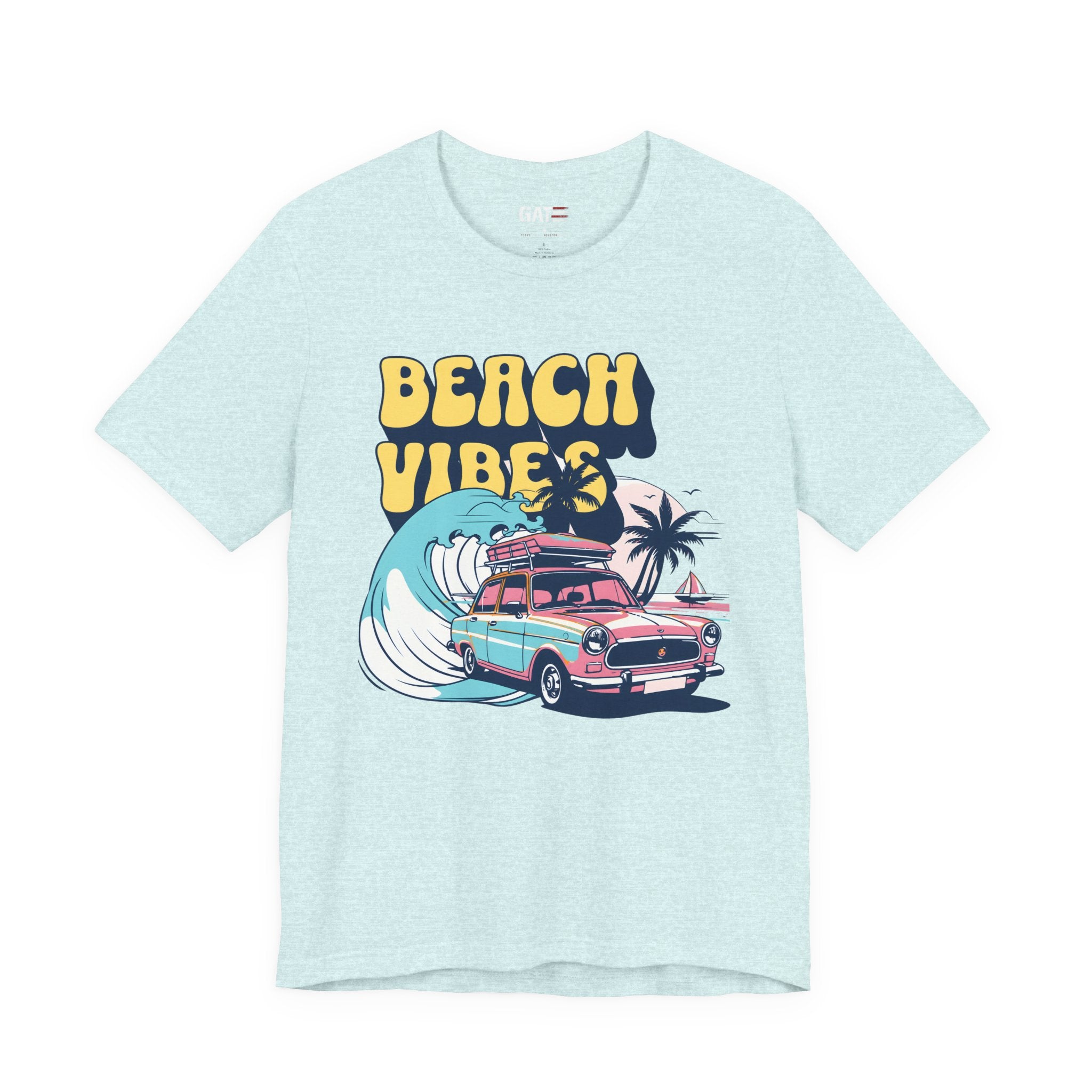Beach Vibes Shirt, Retro Beach Tee, Vintage Summer Shirt, Coastal Vacation T Shirt, Surf Car Graphic Tee, Groovy Beach Lover Gift