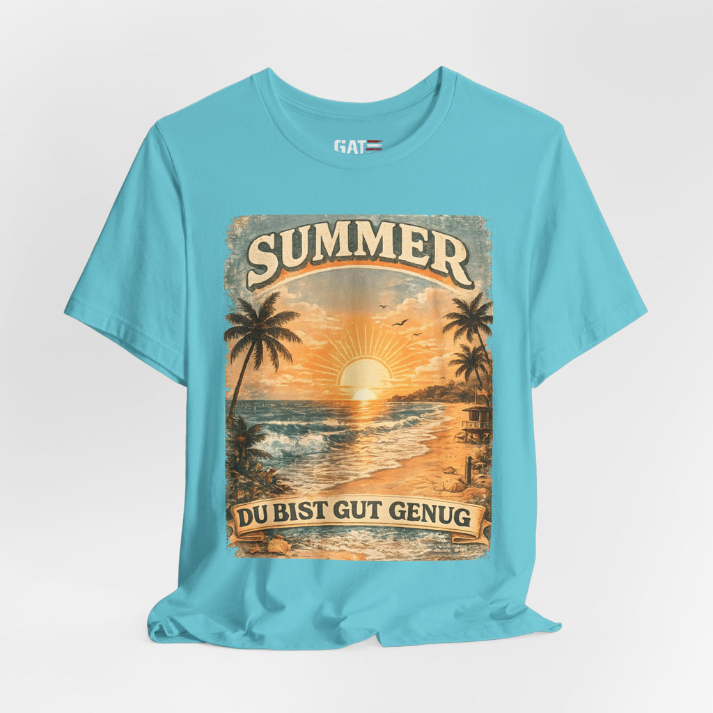 Du Bist Gut Genug Shirt, You Are Enough Tee, Summer Beach Sunset Graphic Shirt, German Quote Retro Aesthetic Tee