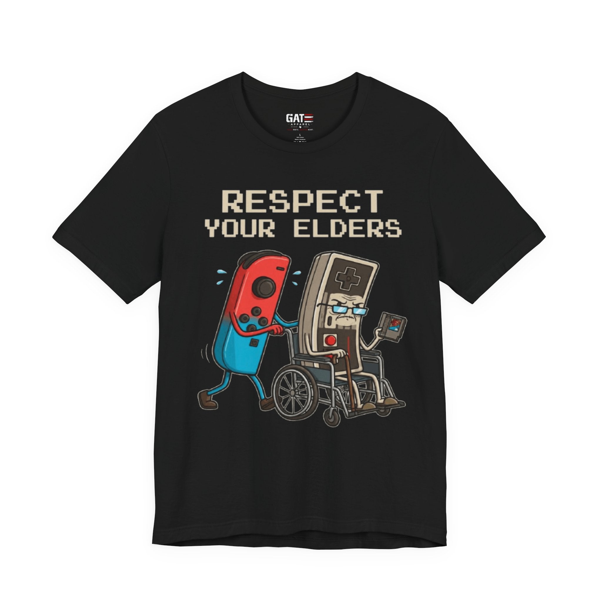 Respect Your Elders Tee — Retro Game Controller Graphic T-Shirt