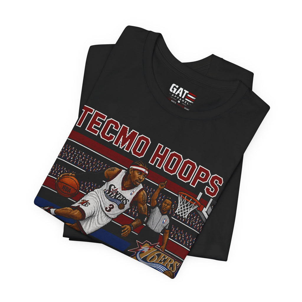 Tecmo Hoops Allen Iverson Crossover Sixers Tee | Basketball Retro Graphic Shirt