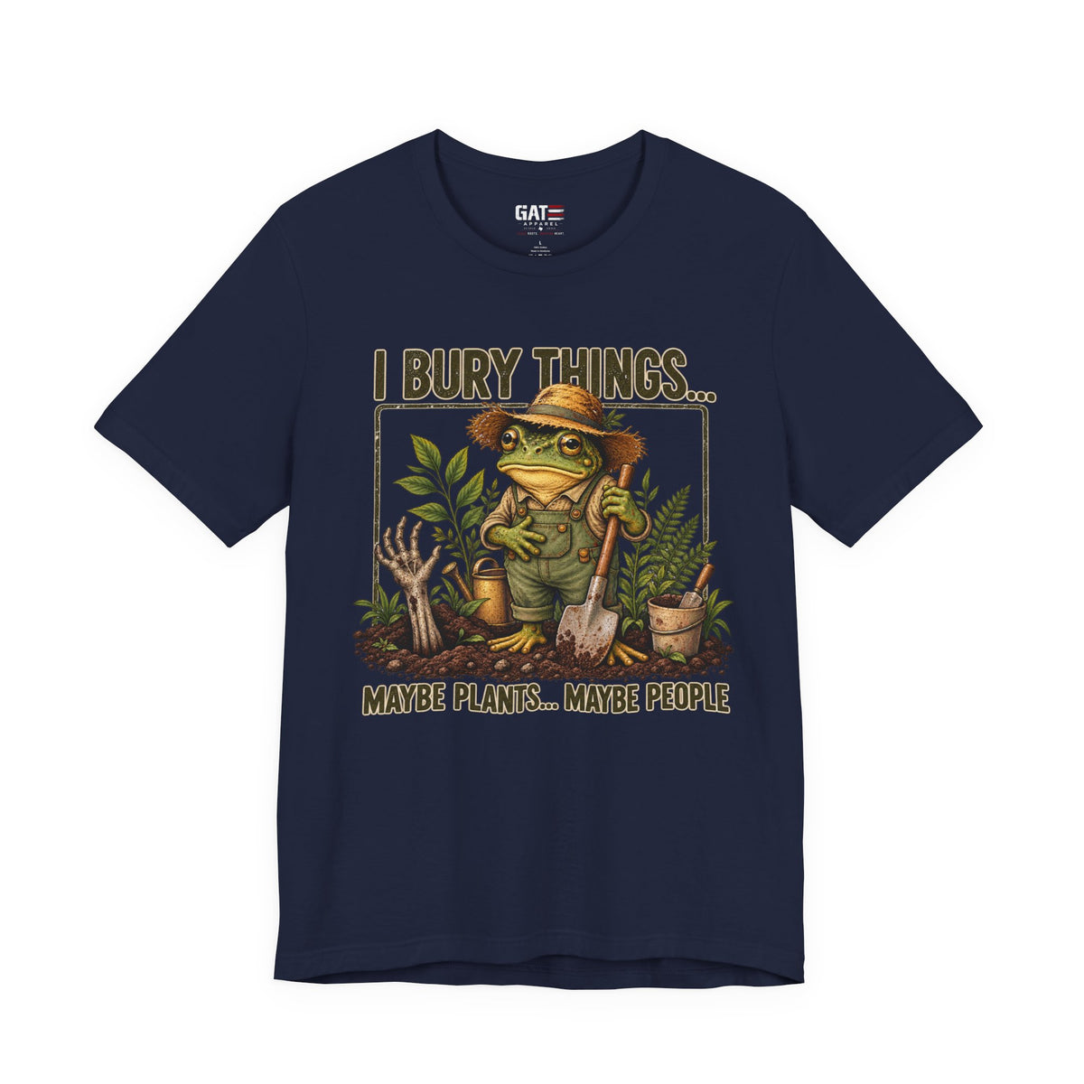 Gardener frog dark humor tee product view