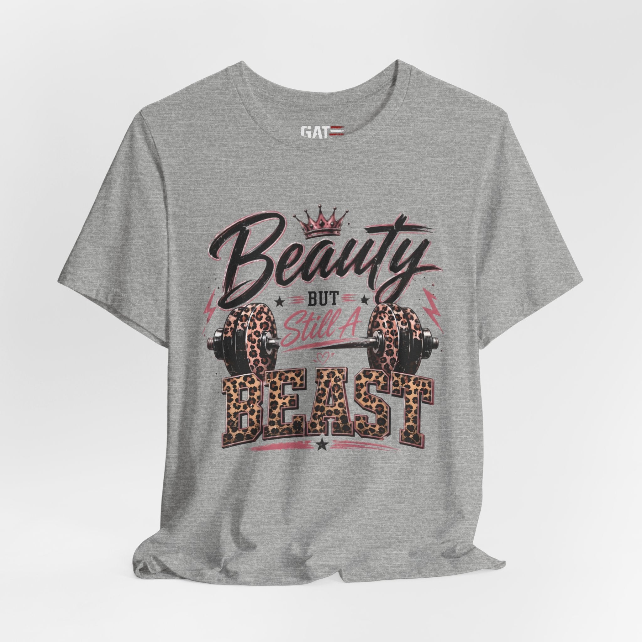 Beauty But Still A Beast Shirt, Women's Gym Shirt, Leopard Print Workout Tee, Fitness Shirt for Her