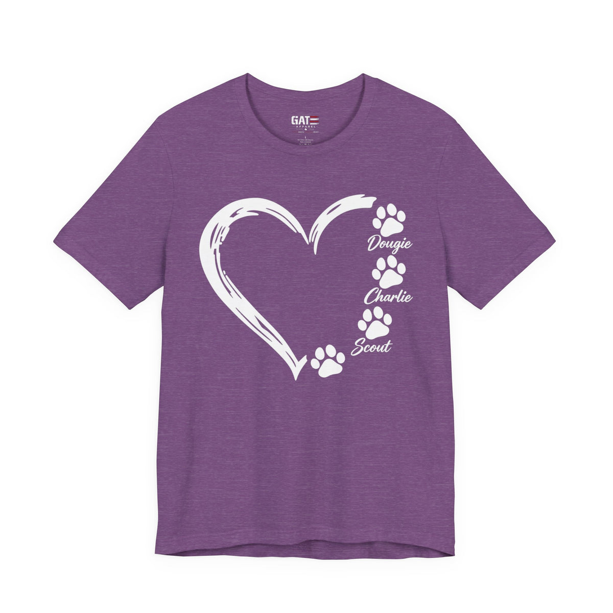 Personalized Pet Paw Heart Shirt | Custom Dog Names Tee