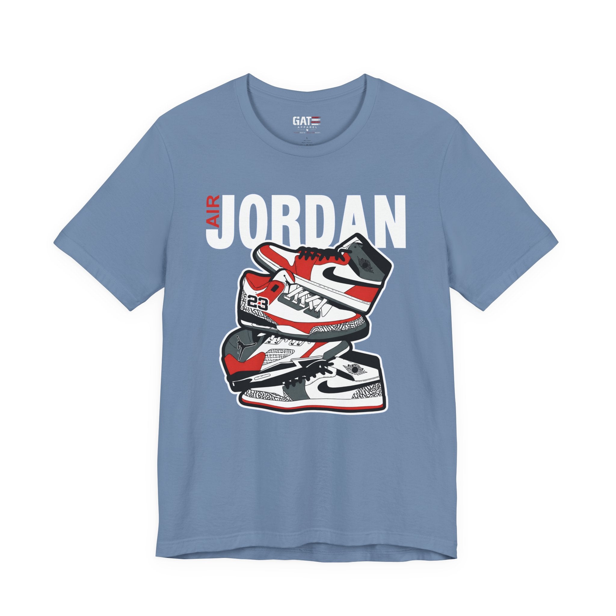 Jordan Sneaker Stack Tee — Retro Air Shoe Graphic T-Shirt