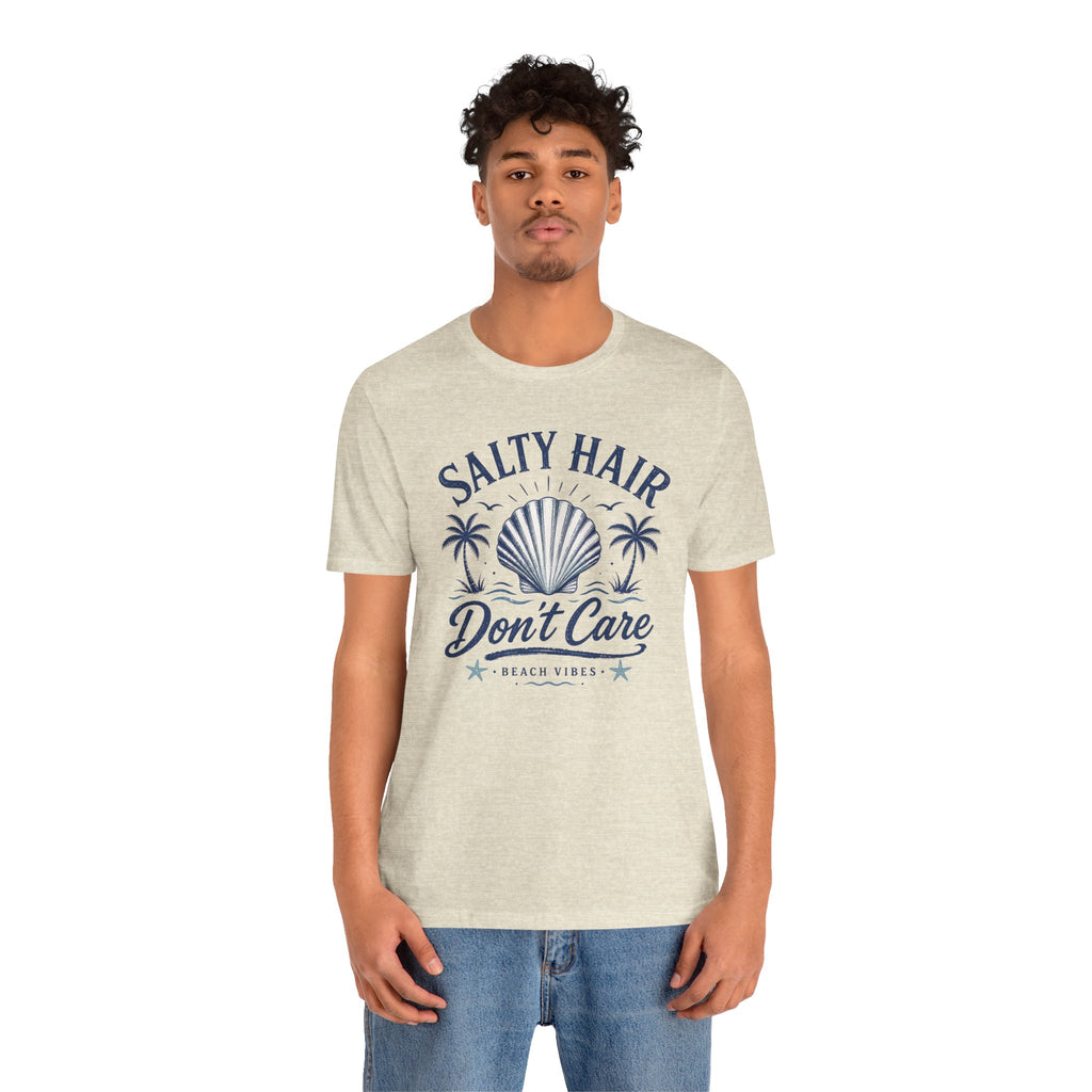Salty Hair Don't Care T‑Shirt — Beach Vibes Shell Graphic Tee