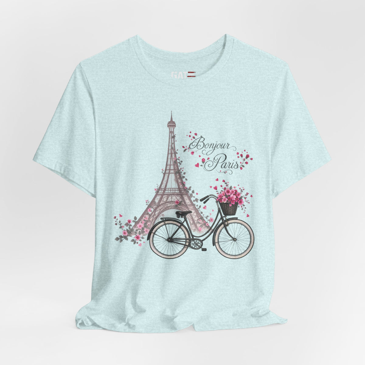 Bonjour Paris Eiffel Tower bicycle and floral graphic T-shirt - product image 46