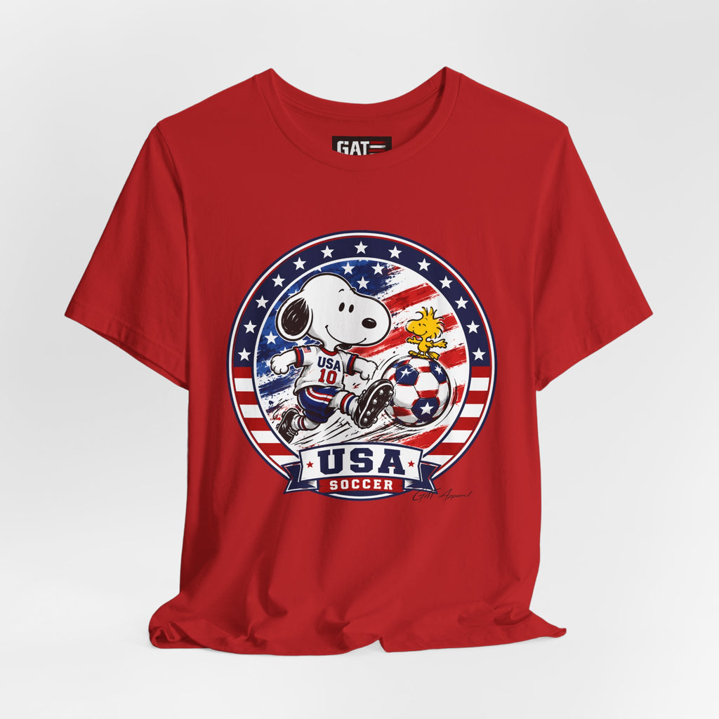 USA Soccer Snoopy Shirt  Patriotic USA Soccer Tee American Flag Design, World Cup, Soccer Fan