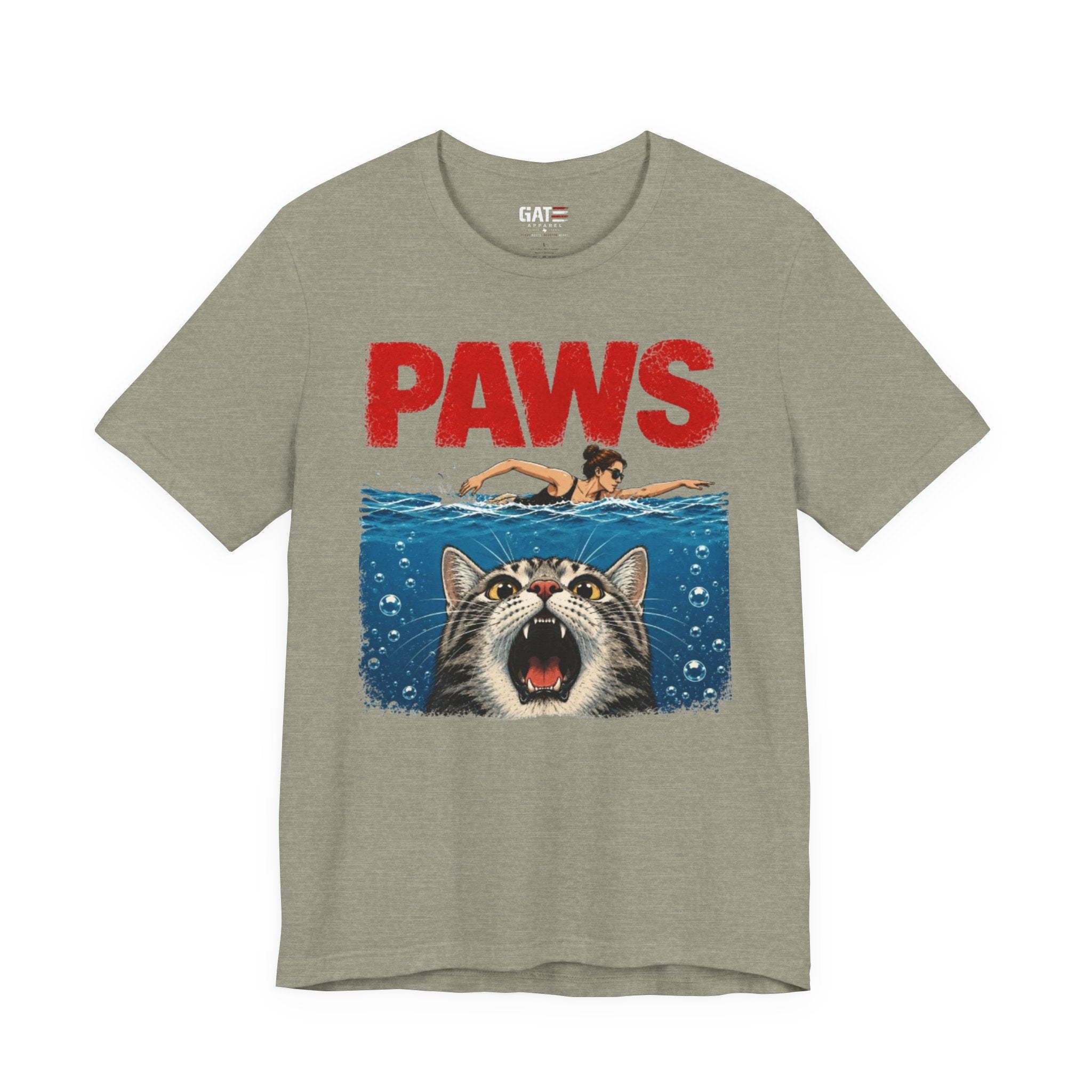 Paws Movie Parody T-Shirt — Retro Horror Cat Graphic Tee