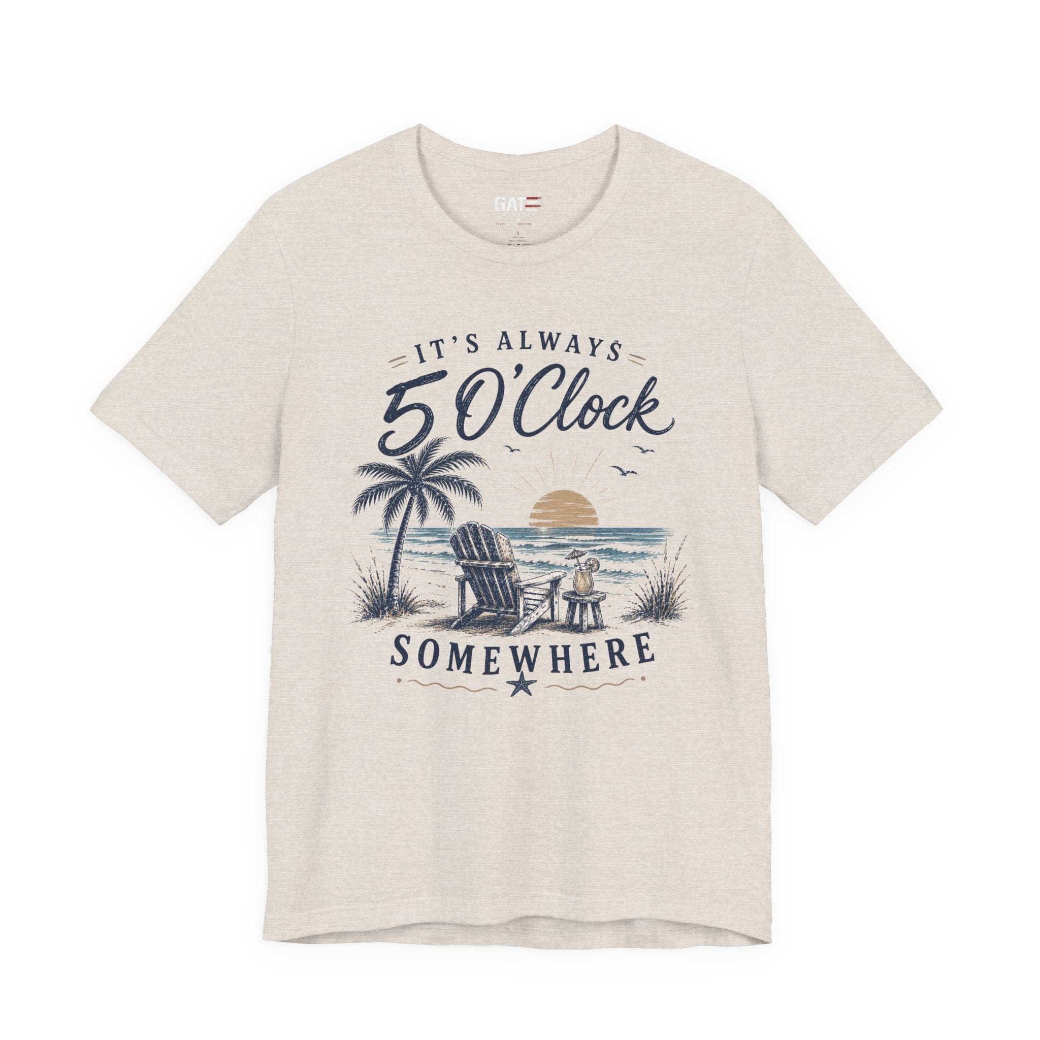 5 O'Clock Somewhere Beach T-Shirt