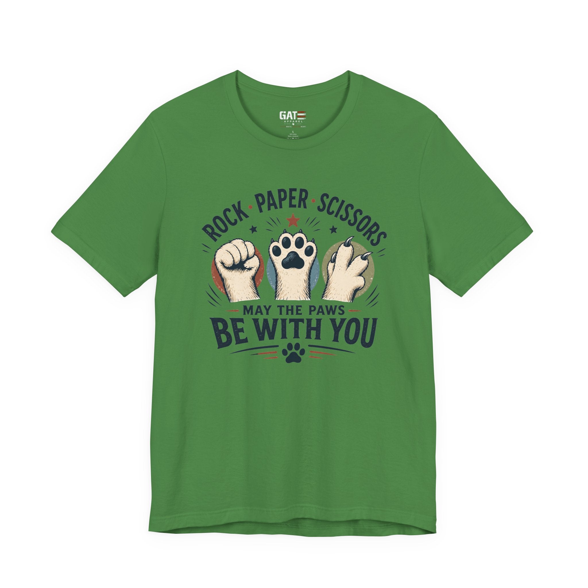Rock Paper Scissors Cat Shirt, May The Paws Be With You Tee, Funny Cat Lover Gift, Cute Pet Paw Graphic Tee, Cat Mom Dad Shirt