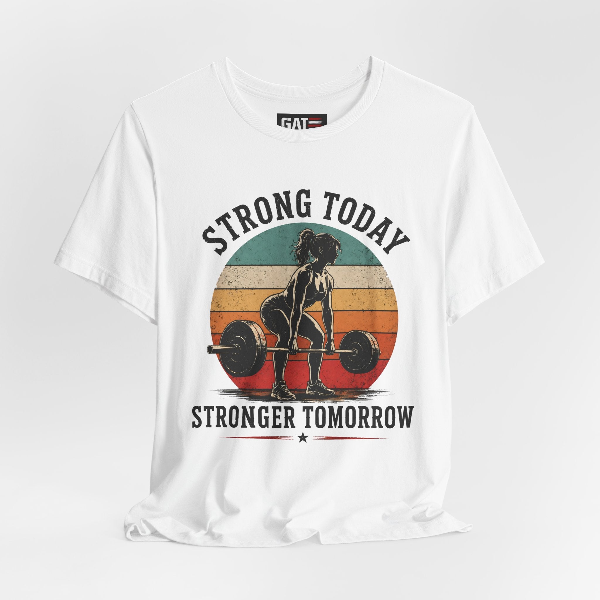 Strong Today Stronger Tomorrow Shirt, Women's Gym Shirt, Retro Weightlifting Tee, Fitness Gift for Women