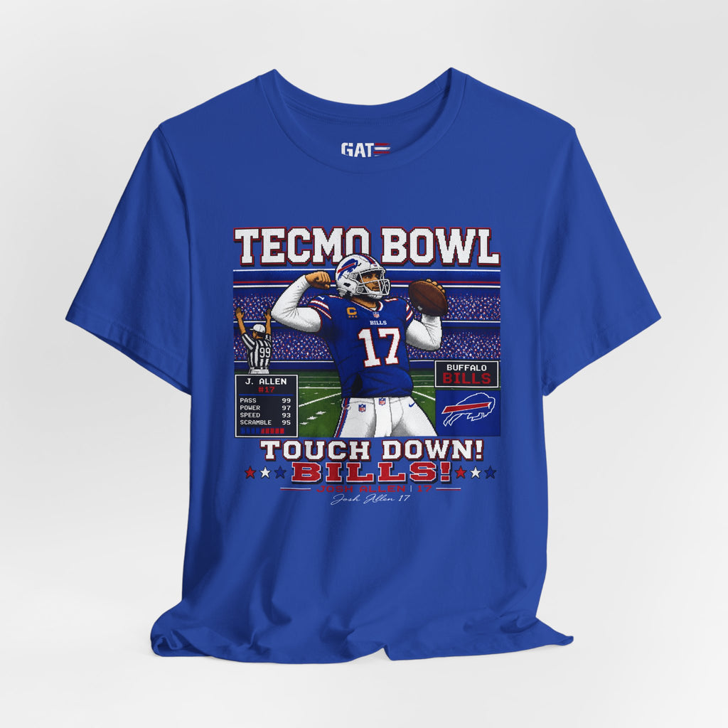 Josh Allen Tecmo Bowl Shirt Retro Football Graphic Tee Vintage Video Game Style Buffalo Fan Gift for Men Women