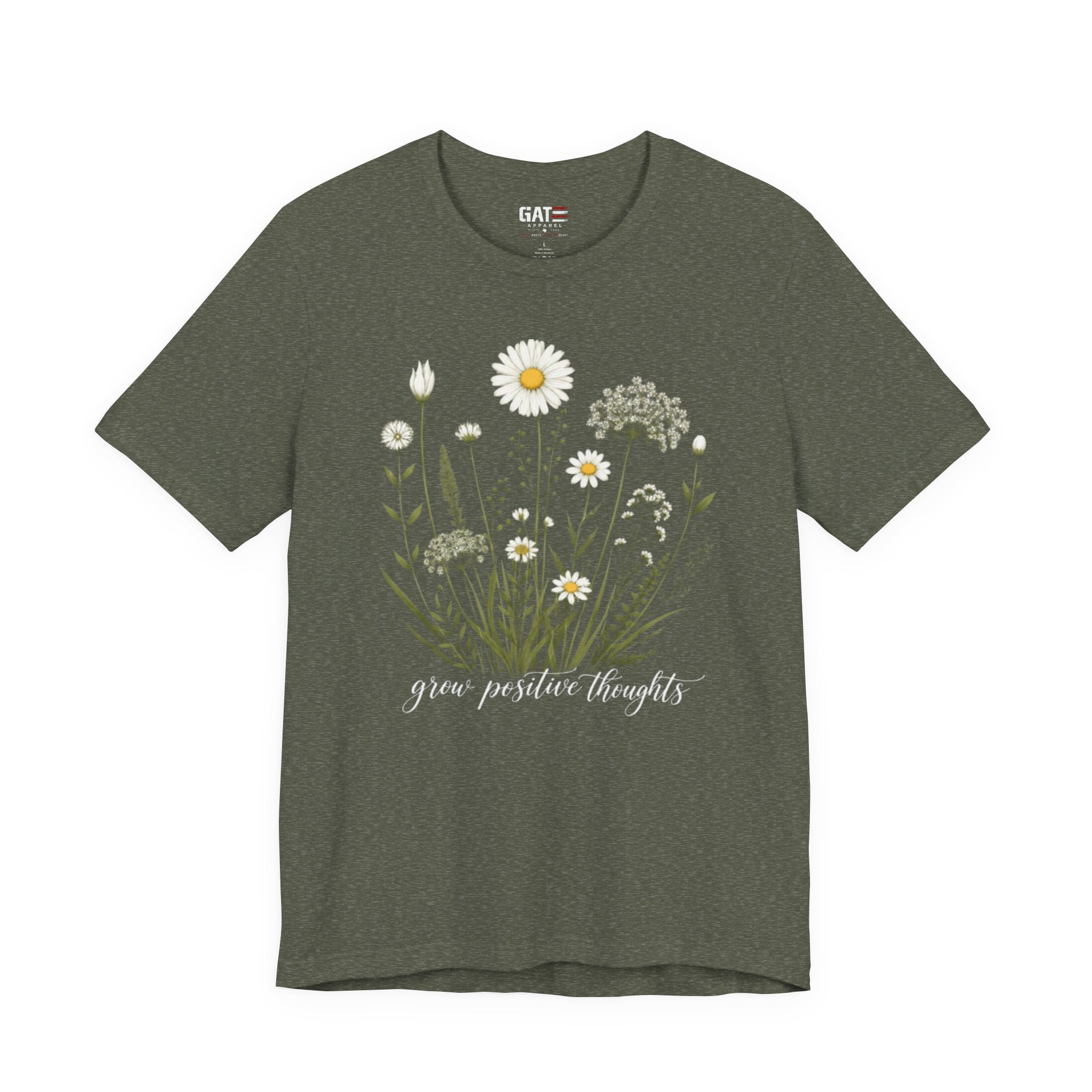 Floral 'Grow Positive Thoughts' T‑Shirt
