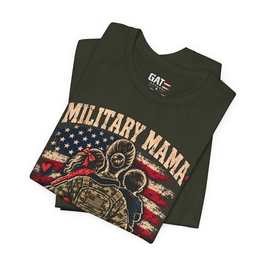 Military Mama T-Shirt – "Serving My Country, Raising My Littles" Patriotic Mom Tee