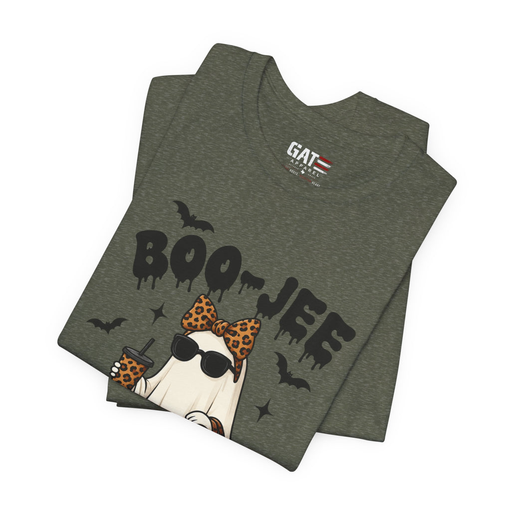 Boo-Jee Leopard Ghost Tee — Cute Halloween Graphic T-Shirt