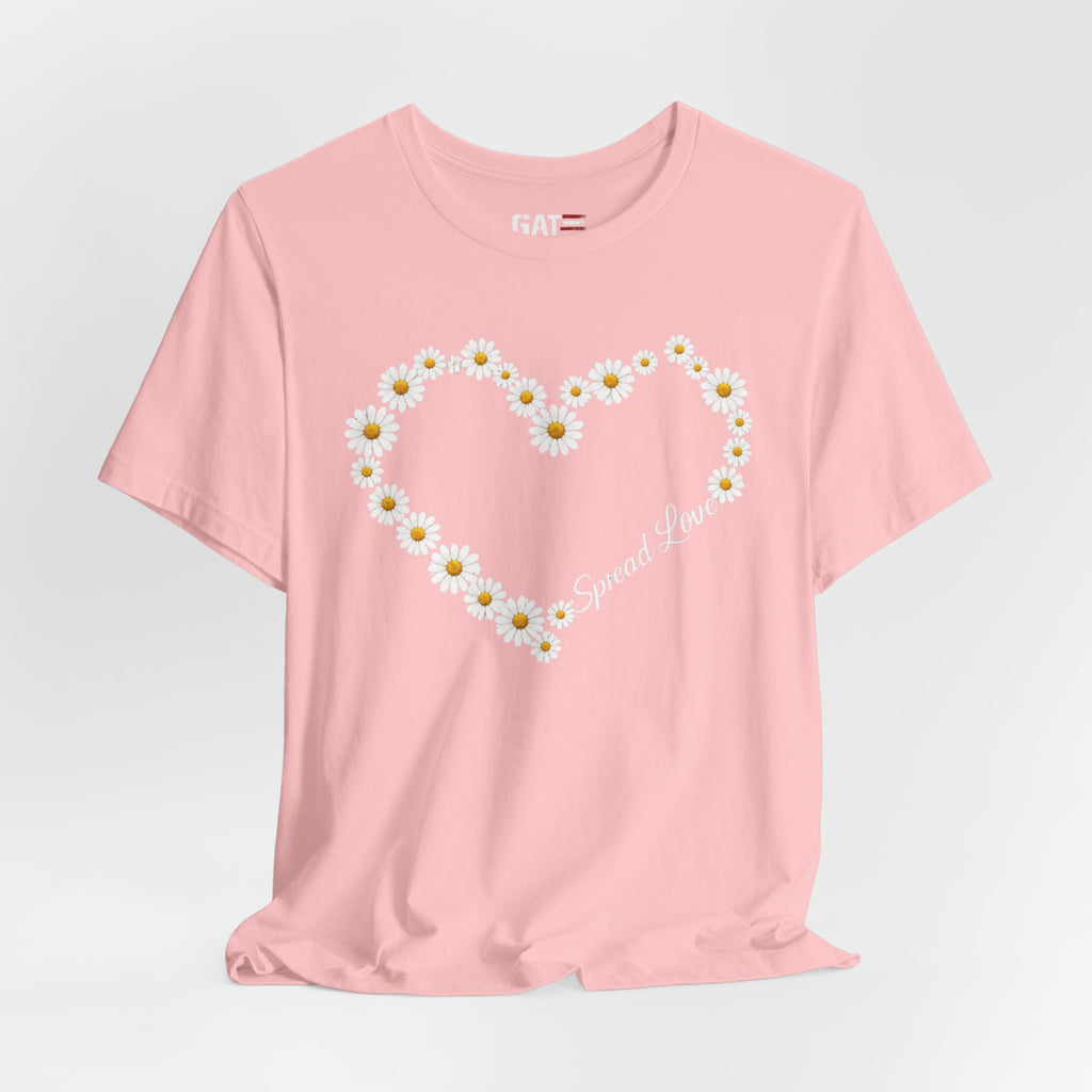 Daisy Heart Tee — "Spread Love" Floral Graphic T-Shirt