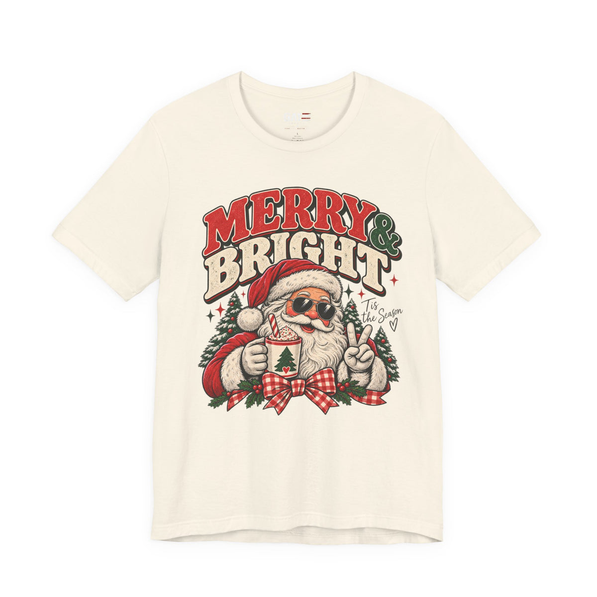 Merry & Bright Santa Shirt | Retro Christmas Graphic Tee