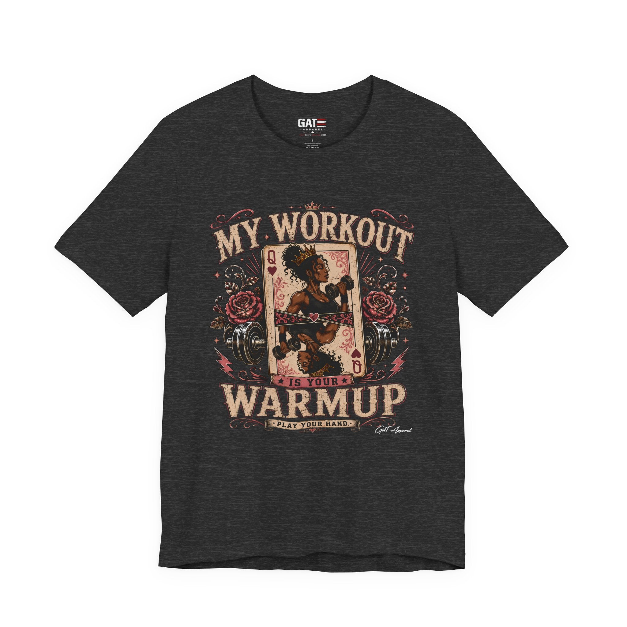 My Workout Is Your Warmup Shirt, Retro Gym Shirt for Women, Queen of Hearts Fitness Tee, Weightlifting Gift
