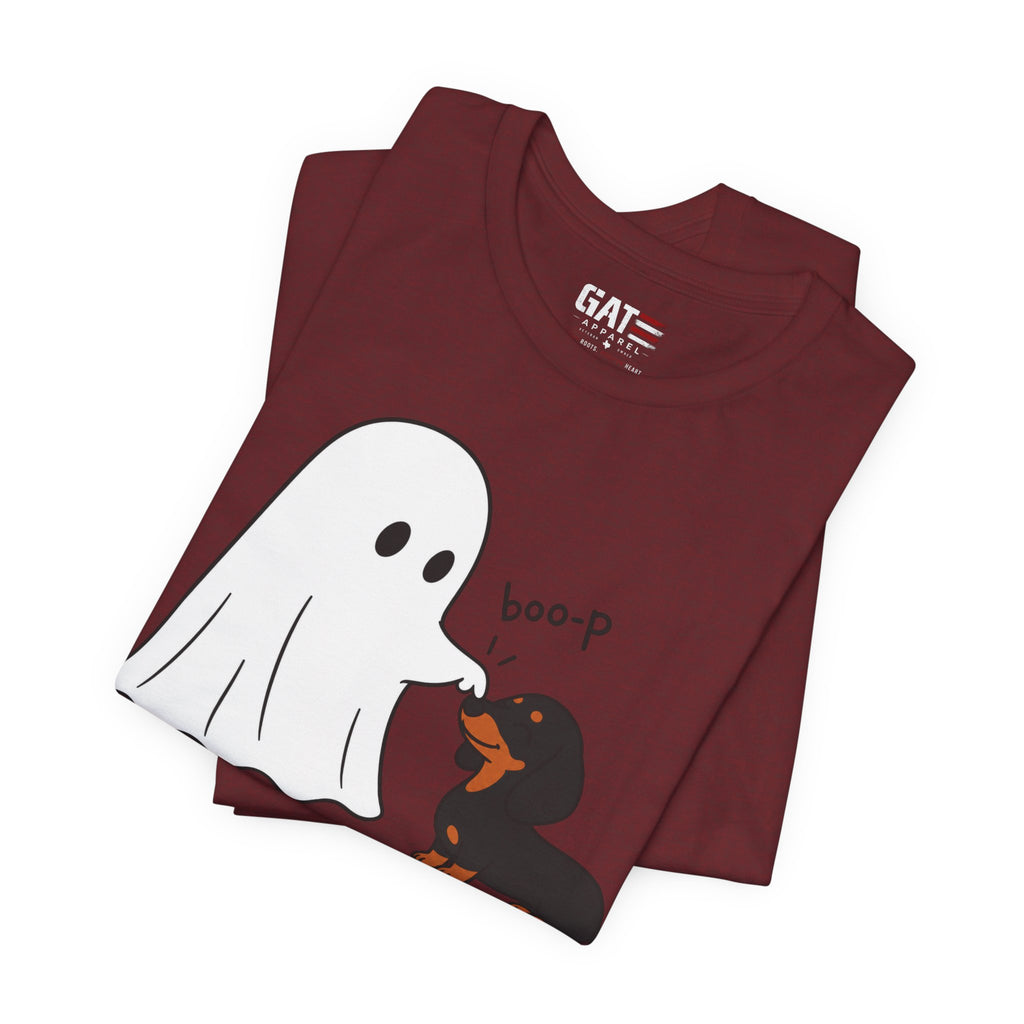 Halloween Ghost & Dachshund — "boo-p" Cute Dog Halloween T-Shirt