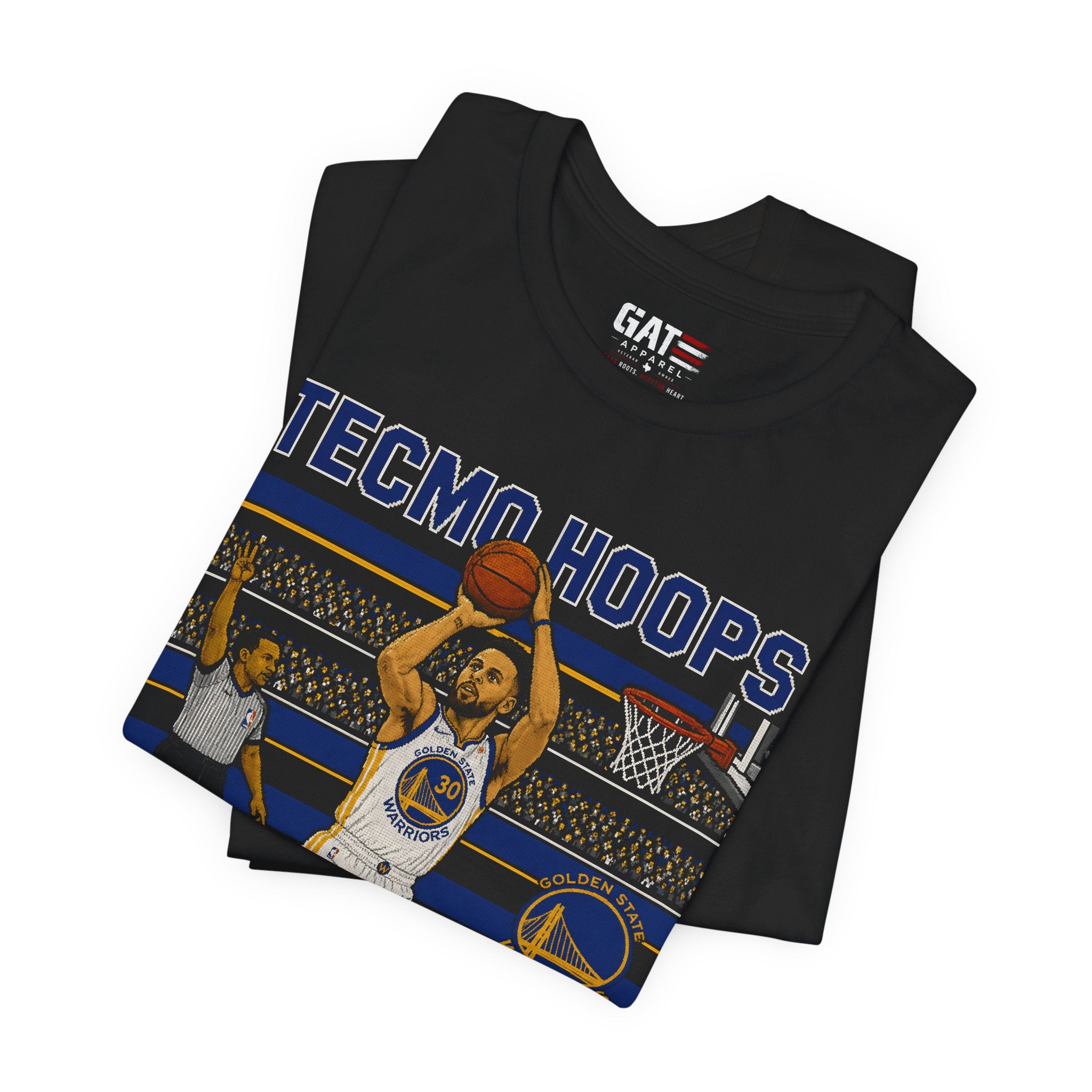 Tecmo Hoops Steph Curry Three Pointer Warriors Tee | Basketball Retro Arcade Shirt
