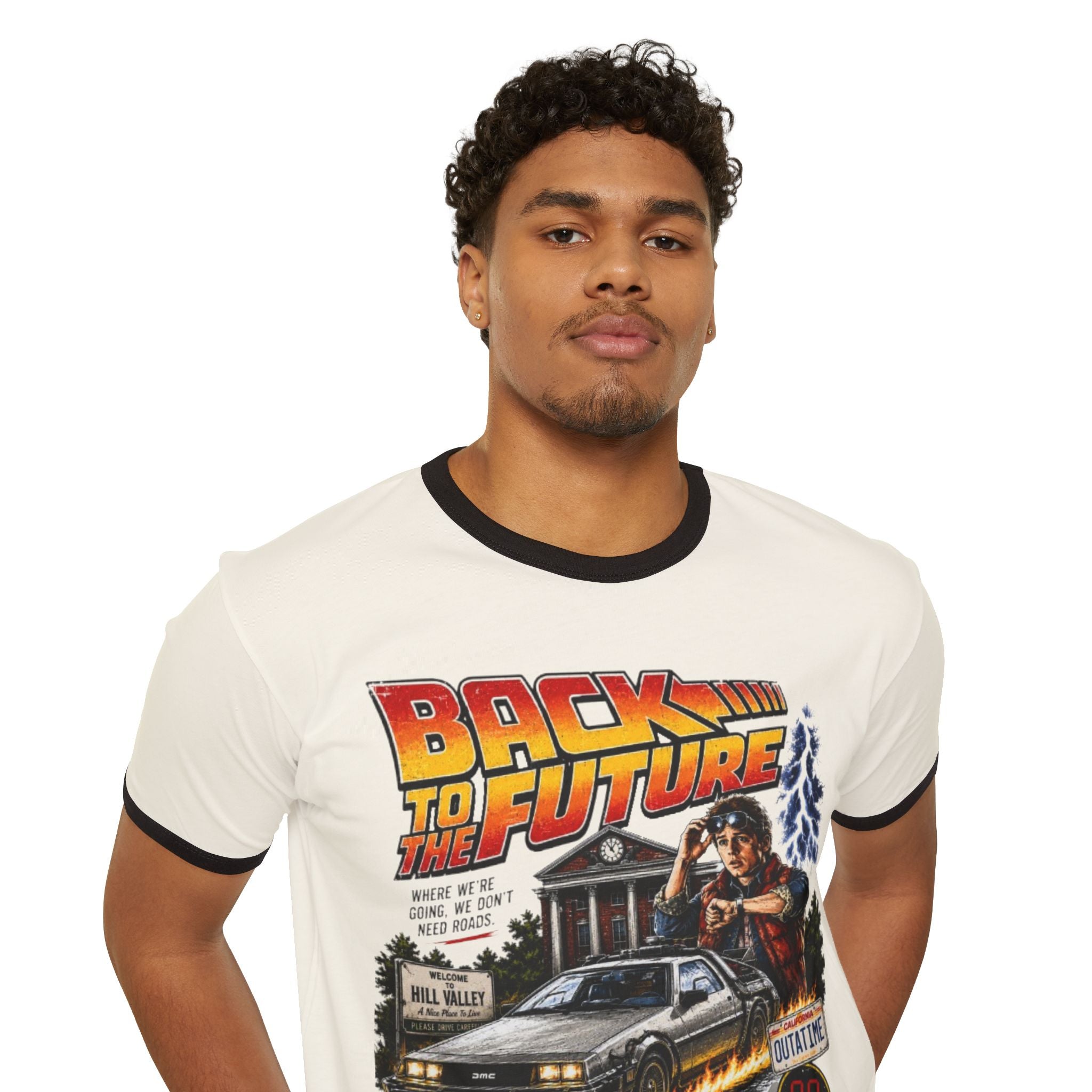 Back to the Future Ringer T-Shirt – Retro 80s Movie Graphic Tee
