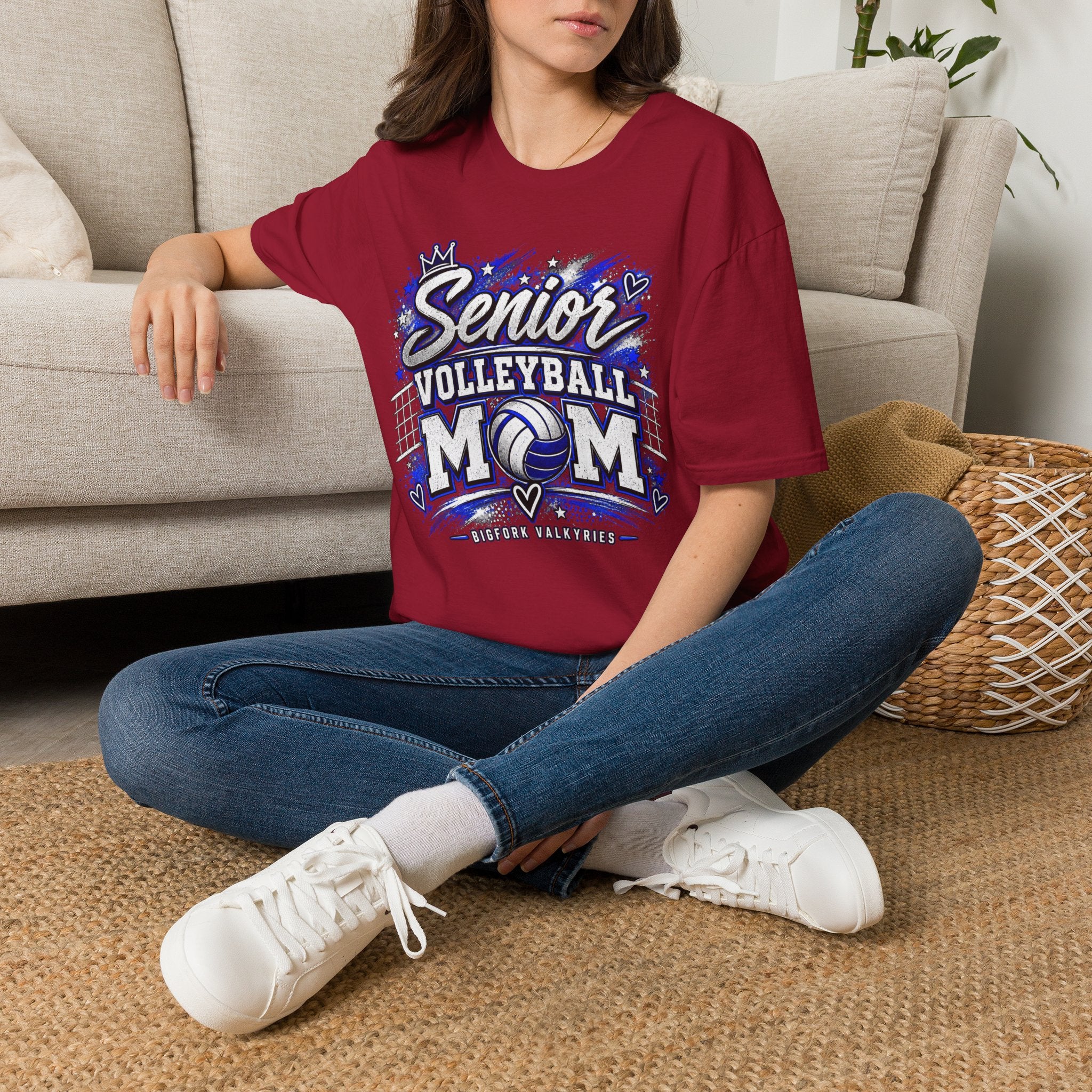 Volleyball Mom Senior Player Photo Tee — Custom Photo Team Name and Number