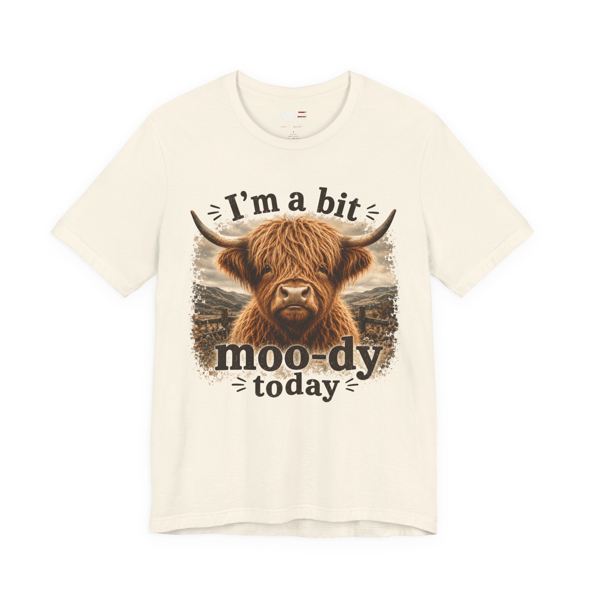 I’m a Bit Moo-dy Today Tee — Funny Highland Cow Graphic T-Shirt