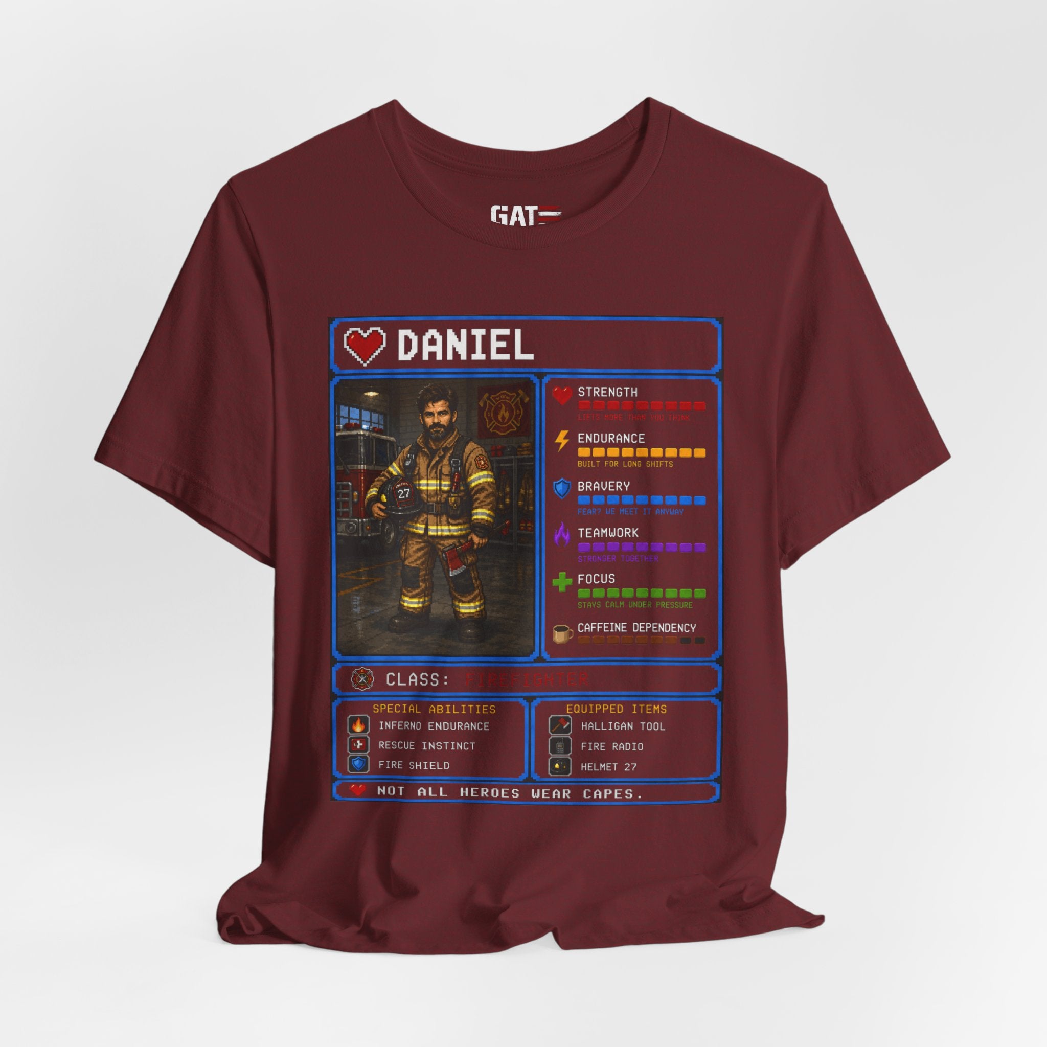 Custom Firefighter RPG Character Shirt | Personalized Firefighter Gift