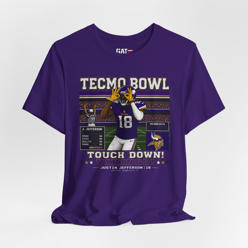 Justin Jefferson Tecmo Bowl Shirt Retro Football Tee JJettas Griddy Graphic Vintage Video Game Style Gift for Football Fans