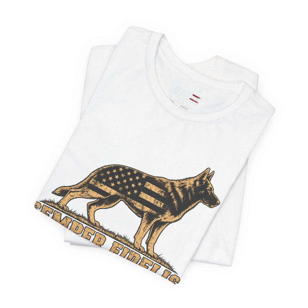Semper Fidelis German Shepherd T-Shirt — Patriotic Military K9 Tee