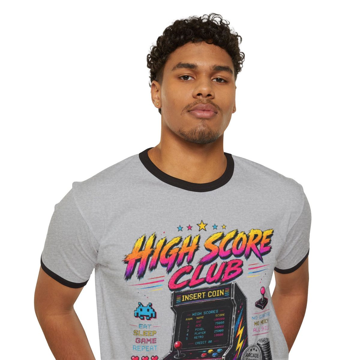 High Score Club Ringer Shirt | Vintage Arcade Gaming Tee