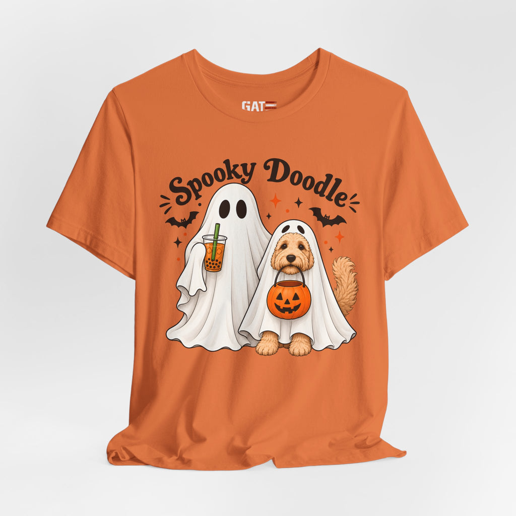 Spooky Doodle Halloween T-Shirt — Ghost & Doodle Dog Pumpkin Costume