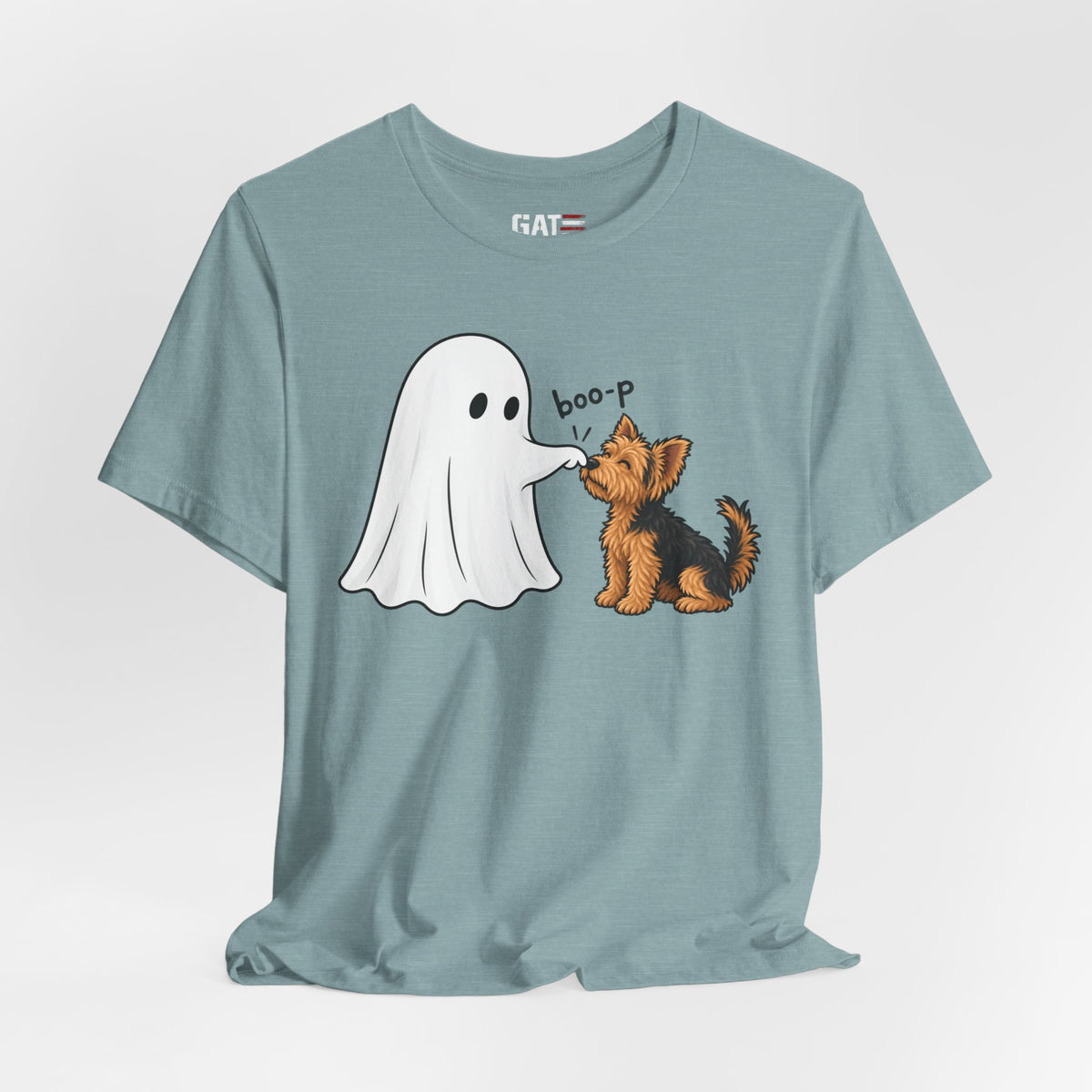 Halloween Ghost & Terrier— "boo-p" Cute Dog Halloween T-Shirt