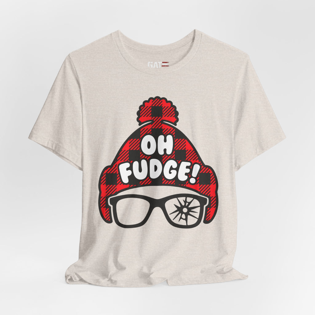 Oh Fudge! Plaid Beanie Graphic Tee — Funny Holiday Winter Shirt