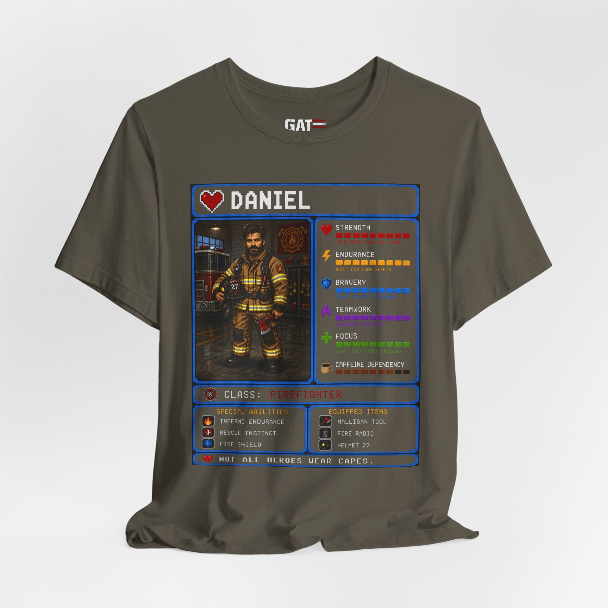 Custom Firefighter RPG Character Shirt | Personalized Firefighter Gift
