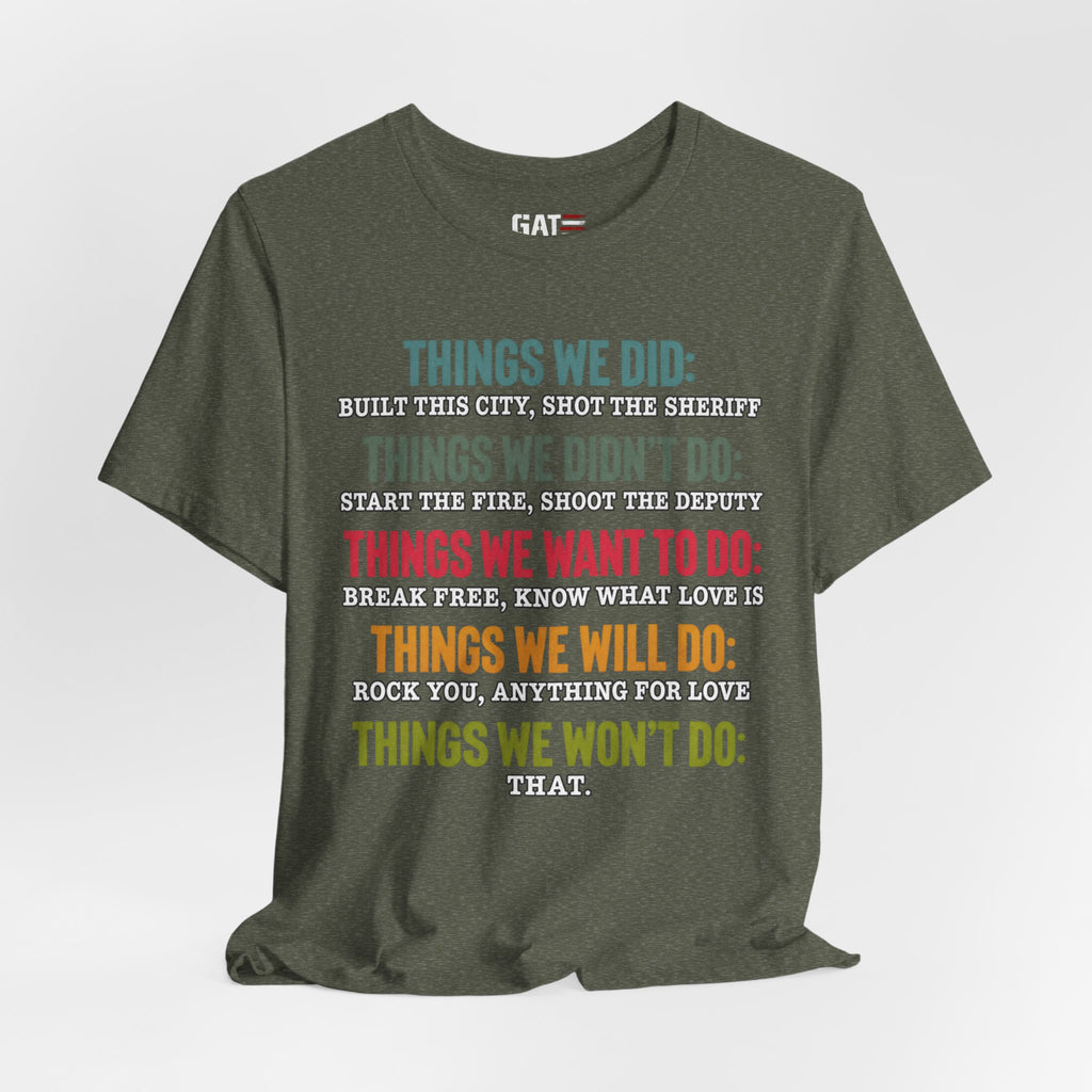 Things We Will Do Checklist T-Shirt — Funny Motivational List Tee