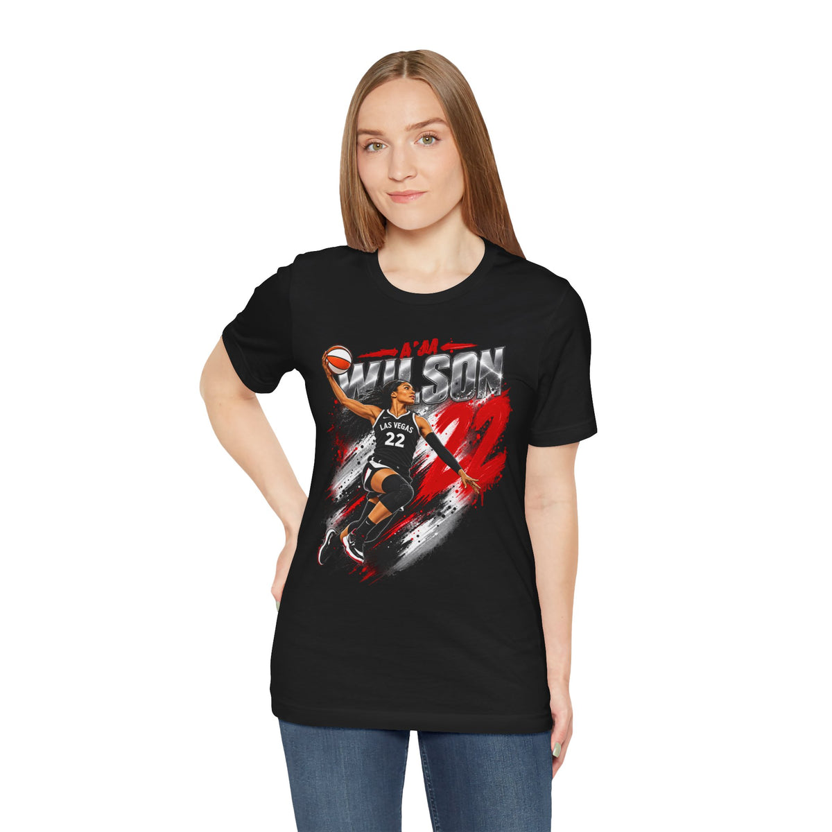 A'ja Wilson #22 Las Vegas Aces Shirt – WNBA Basketball Tee product mockup 14
